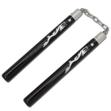 12" Vinyle Wrapped Wooden Nunchaku with Dragon Design HPC-133DR
