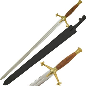 Medieval Warrior Claymore Brown Sword with Leather Sheath