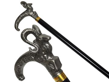 Ram Head Walking Cane Sword 34.5" Overall