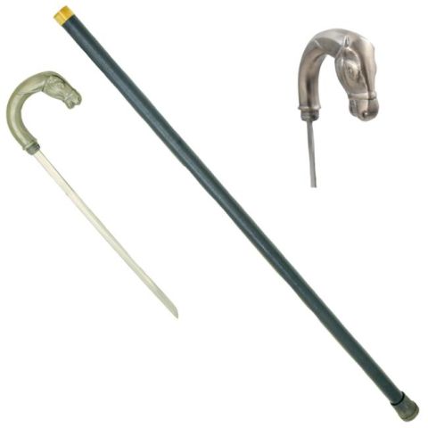 Horse Handle Walking Cane Sword 34" Overall
