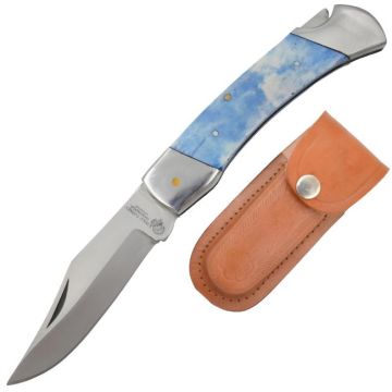 Wild Turkey Handmade Manual Folding Knife Blue Bone Handle