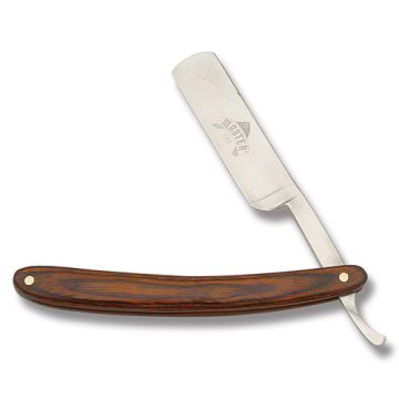 Straight Barber Razor with Brown Wood Handle