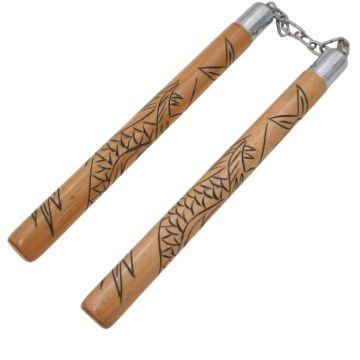 12.75" Brown Round Wood Nunchakus NC-5