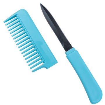Blue Comb With Hidden Knife 6.5" Overall