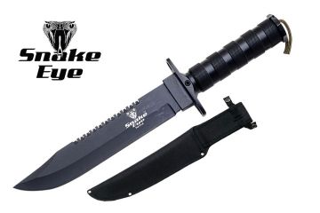 Snake Eye Tactical Outdoor Black Survival Knife W/Case 13.5"