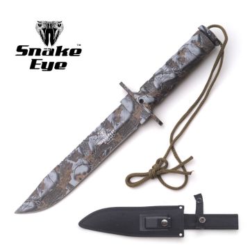 Snake Eye Tactical Outdoor Camo Survival Knife W/Case 13.5"
