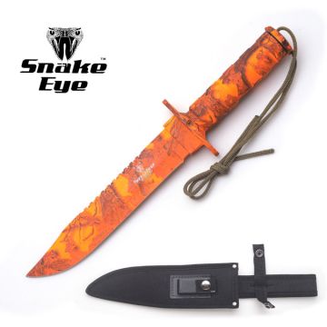 Snake Eye Tactical Outdoor Camo Survival Knife W/Case 13.5"