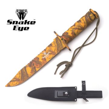 Snake Eye Tactical Outdoor Camo Survival Knife W/Case 13.5"