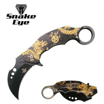 Snake Eye Tactical Karambit Spring Assist Knife 5" Closed