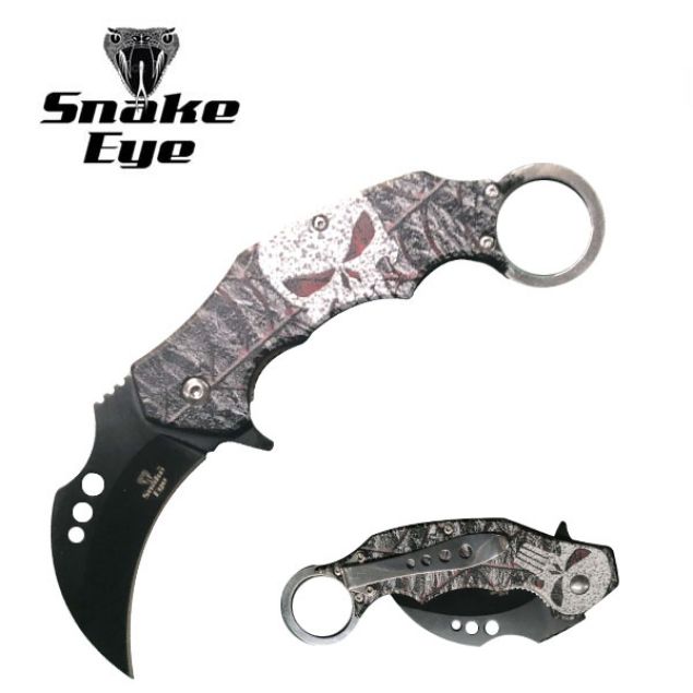 Snake Eye Tactical Karambit Spring Assist Knife 5" Closed