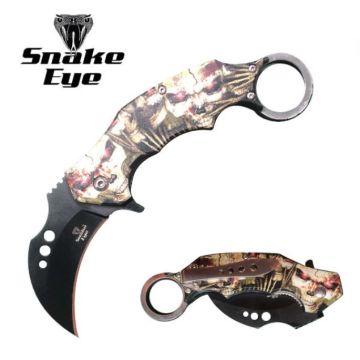 Snake Eye Tactical Karambit Spring Assist Knife 5" Closed