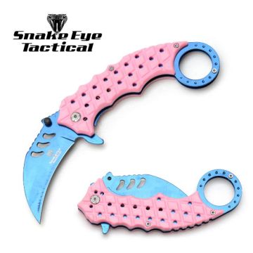 Snake Eye Tactical Karambit Style Spring Assist Knife SE-1344PKBL