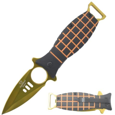 Snake Eye Tactical Bottle Opener Spring Assist knife SE-1960GD-BK