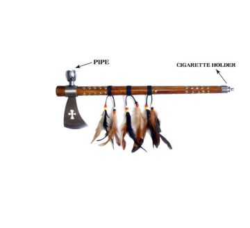 Snake Eye Native America Peace Pipe Tomahawk Axe 18"