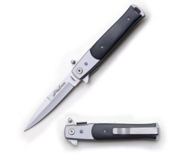 Snake Eye Tactical Stiletto Style Black Folding Knife