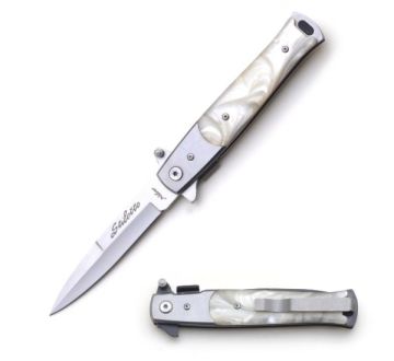 Stiletto Style Assist knife W/ Pearl Handle