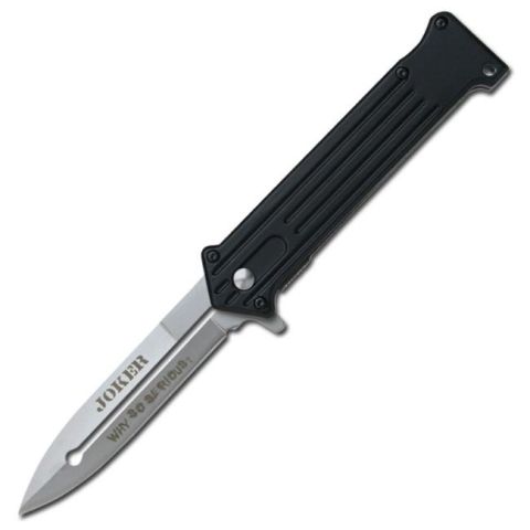 " Joker " Black & Silver Spring Assist Knife SE-457BKS