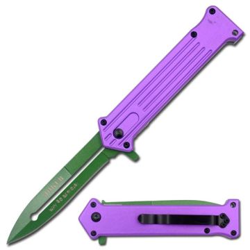 Green & Purple Spring Assist Knife SE-457PGN