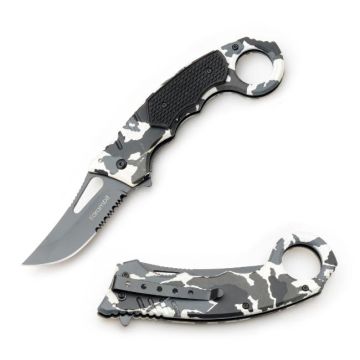 " Karambit " Quick Action Assist Knife 5.25" Snow Camo