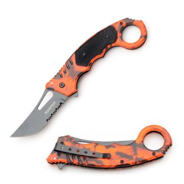 " Karambit " Quick Action Assist Knife 5.25" Red Lava Camo