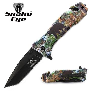 Snake Eye Tactical Rescue Style Spring Assist Folding Knife SE-5002BKBR