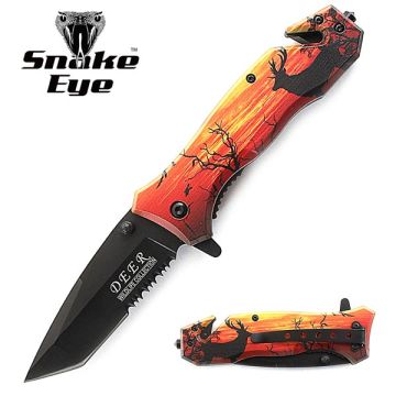 Snake Eye Tactical Rescue Style Spring Assist Folding Knife SE-5002DR