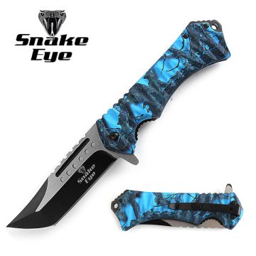 Snake Eye Tactical Spring Assist Knife 5" Closed 2 tone Blade