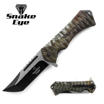 Snake Eye Tactical Spring Assist Knife 5" Closed 2 tone Blade