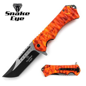 Snake Eye Tactical Spring Assist Knife 5" Closed 2 tone Blade