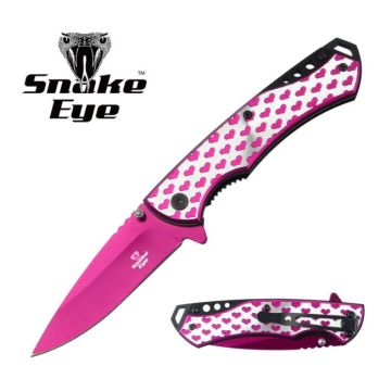 Snake Eye Tactical Hearts Engrave Spring Assist Knife SE-5217PK