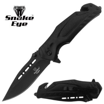 Snake Eye Tactical All Black Spring Assist Rescue Style knife