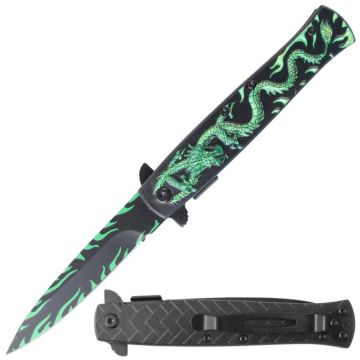 Snake Eye Tactical Stiletto Style Spring Assist Knife SE-5325GN