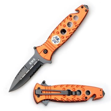 " E.M.S " Rescue Style Spring Assist Knife 4.5" Closed with Clip.