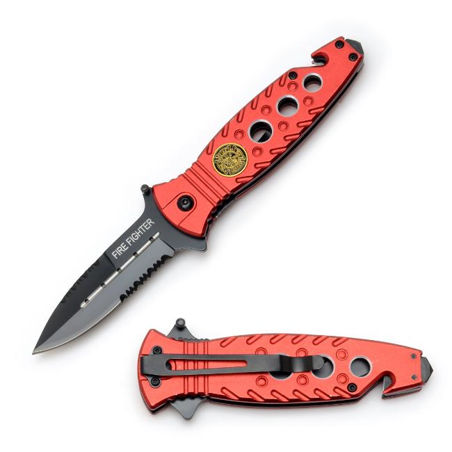 " F.D " Rescue Style Spring Assist Knife 4.5" Closed with Clip.
