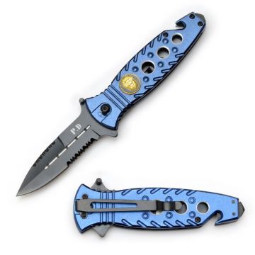 " P.D " Rescue Style Spring Assist Knife 4.5" Closed with Clip.