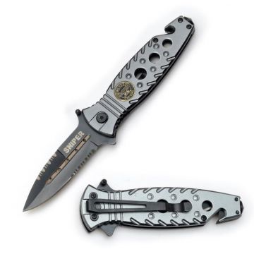 "Sniper " Rescue Style Spring Assist Knife 4.5" Closed with Clip.