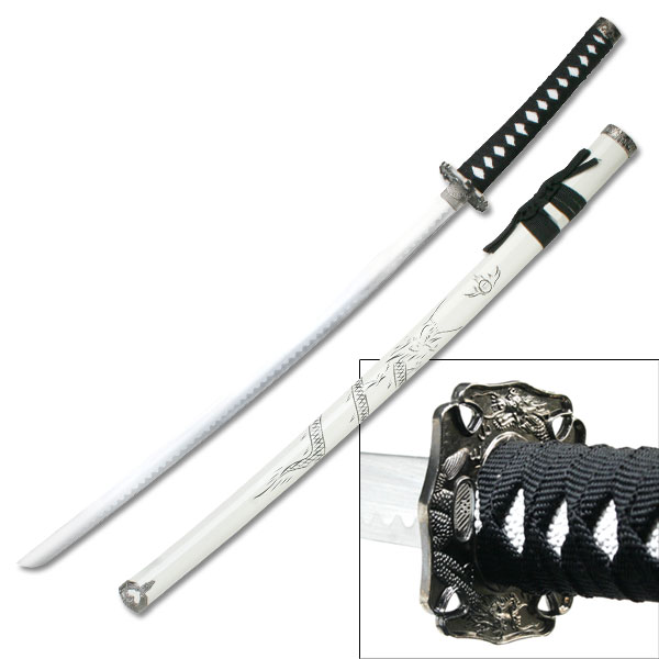 Bushido Dragon Samurai Katana - White 41"