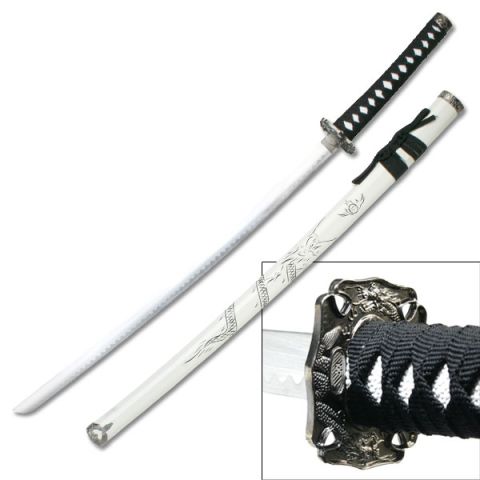 Bushido Dragon Samurai Katana - White 41"