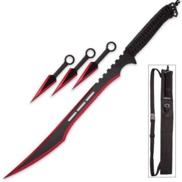 Snake Eye Tactical Ninja Sword and Kunai/Throwing Knife Set with