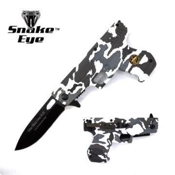 " One Shot One Kill " Sniper Gun Shape Action Assist Knife 4.5"