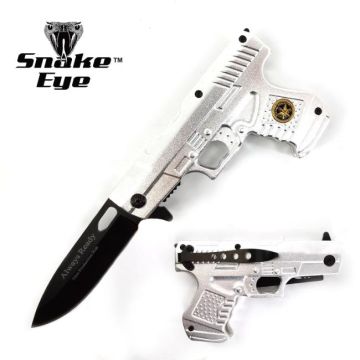 " Head Hunter " Zombie Skull Design Gun Spring Assist Knife 4.5"