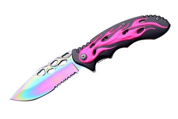 Flames Biker Design Spring Assist Pocket Knife SE-939PK