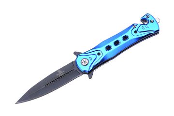 Snake Eye Tactical Spring Assist Knife 4.5" Closed Blue
