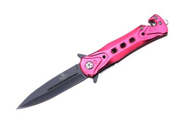 Snake Eye Tactical Spring Assist Knife 4.5" Closed Pink