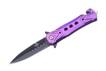 Snake Eye Tactical Spring Assist Knife 4.5" Closed Purple