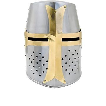 Medieval Warrior Templar Brass Crusader Helmet Knights Helmet