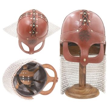 Medieval Warrior Viking Leather Gjermundbu Helmet TC-8070