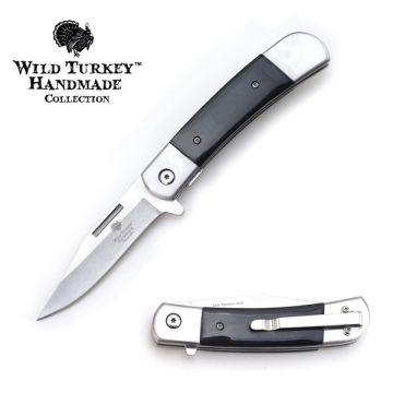 Wild Turkey Handmade Black Wood Handle Buck Style Action Assist