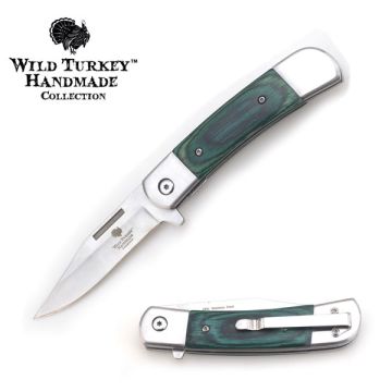Wild Turkey Handmade Green Wood Handle Buck Style Action Assist F