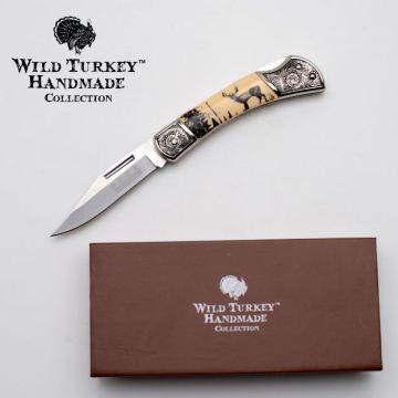 Wild Turkey Scrimshaw style Manual Folding Knife WT-1239MDR